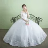 HQ142 Crystal O-neck Wedding Party Dress Hand Made Beadings Lace Floor Length long sleeve wedding dress bridal gown