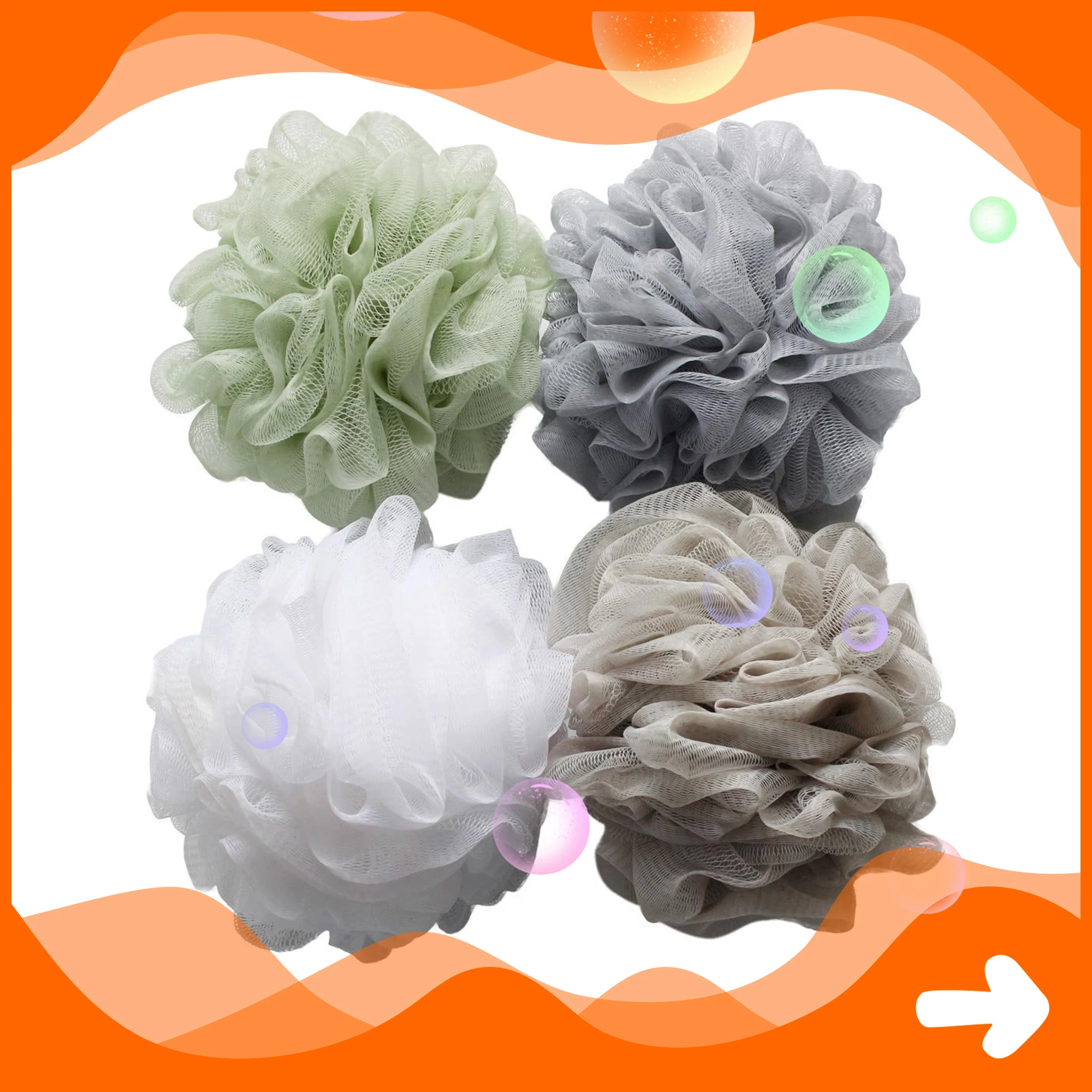 soft mesh loofah shower sponge