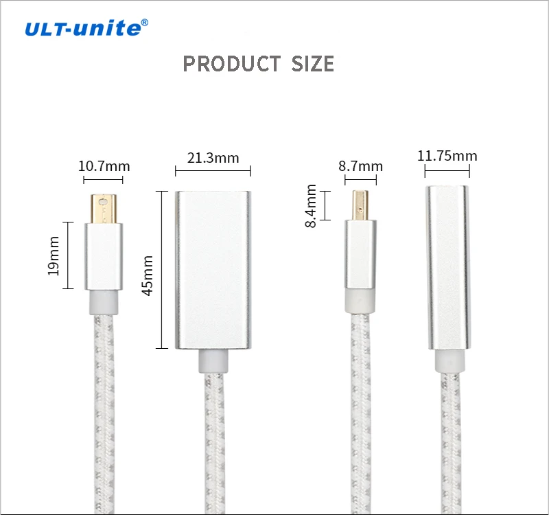 Braided 1080P Mini DisplayPort Male to HDMI Female Adapter Mini DP to HDMI Silver 20cm - ANKUX.COM