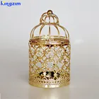 Cheap gold metal art craft bird cage lantern candle holder for home decor