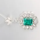 14k 18k White Gold Cushion Cut Hydrothermal Emerald Pendant Jewelry