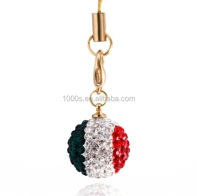 shining crystal ball gift charm, national flag charm