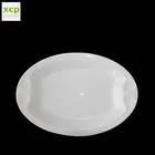 Embossed oval shape white porcelain dinner plates for home hotel restaurant
