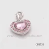 New products 2014 crystal heart charm, crystal pave heart charm, heart crystal charm