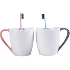 Creative Toothbrush Holder Cup Wash Gargle Suit Cup High Quality Luxury Printing Ceramic Material Mouth Wash Cup