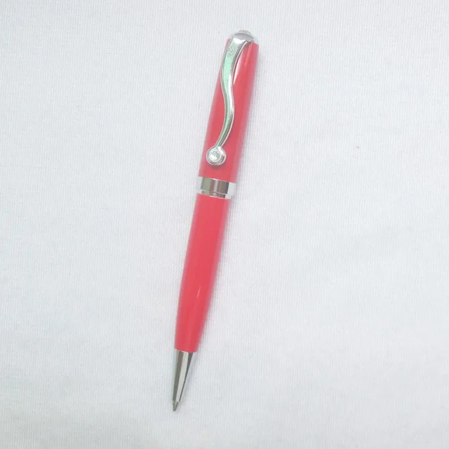 red pen barrel color mini metal ball point pen with crystal clip