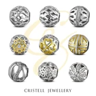 2016 wholesale filigree sterling 925 silver european charms beads with clear CZ Zircon stones fit DIY bracelet