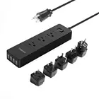 Travel USB Outlet Adapter Desktop Power Strip Universal Socket with Built-in surge protection