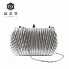 Silver women evening bag high quality leather clutch with chain