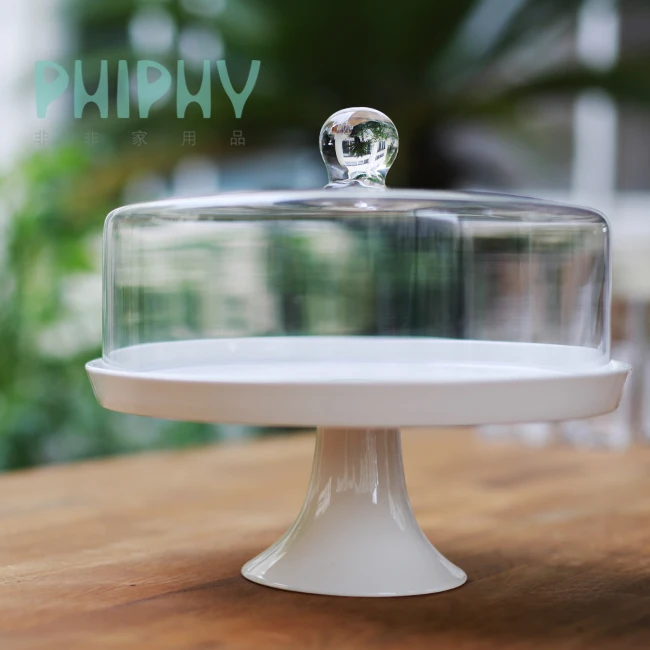 best selling glass dome with white ceramic base from china