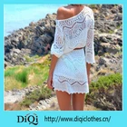 Hot Sale Knitted Sexy Beach Wear White Dress Summer Style Loose Casual Crochet Women Dress Long Shirt