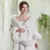 Bridal white Faux fox fur shawl for wedding for vevening dress winter
