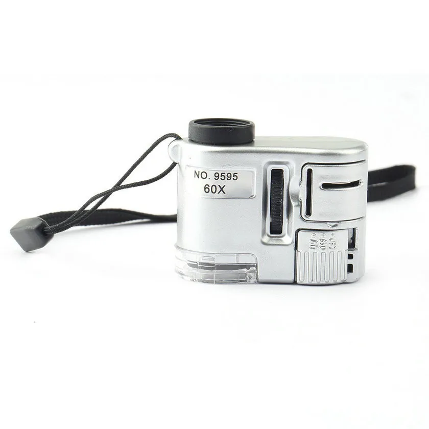 Brand New Mini Lens 60X Pocket Magnifier Microscope With LED Light Jewelry Jeweler Loupe Currency Dectector