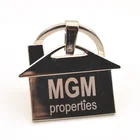 Customized Laser Engrave Logo Metal House Shape Keyring Keychain