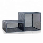 Set 2 Office Home Metal Square storage Mesh Trunk Box Bin With Handles