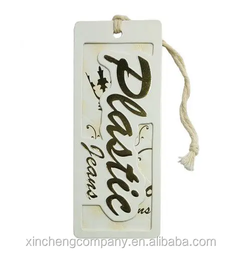 low price custom gold foil jeans paper hang tag with string