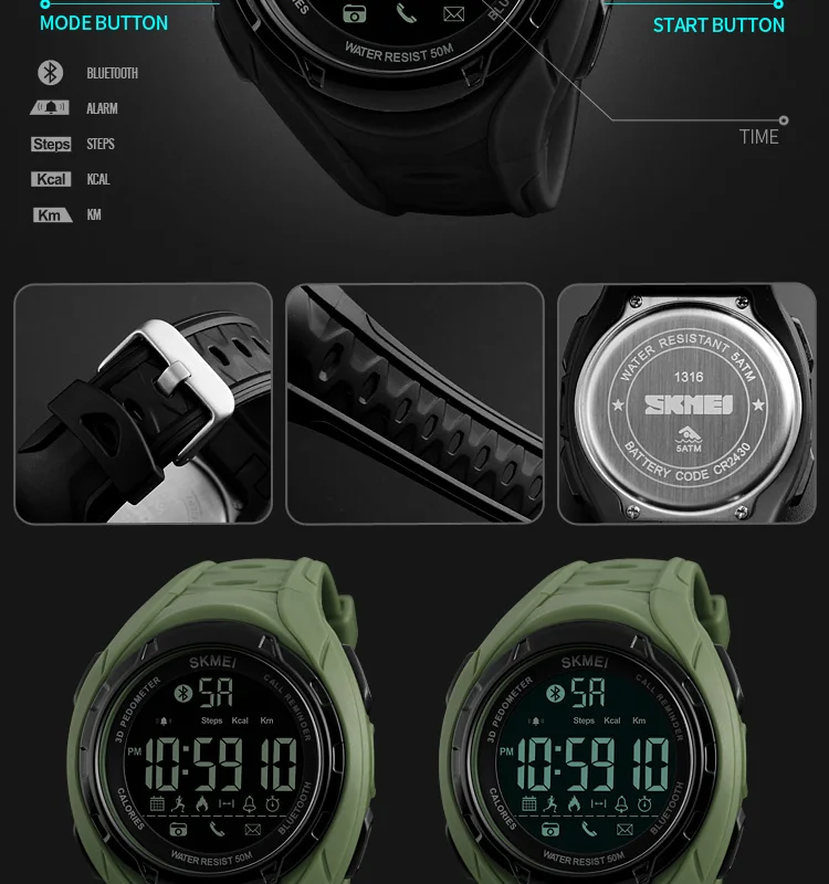 skmei smart watch mens sports sport wristwatch
