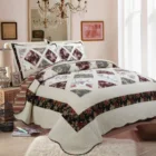 Country Style Traditional Patchwork Quilt 100% Cotton Fabric Washable Colcha Flower Print Bedding Sets