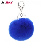 Manufacturer Fur Key Ring Manufacturer Custom Pompom Ball Key Chain Rabbit Fur Keychains