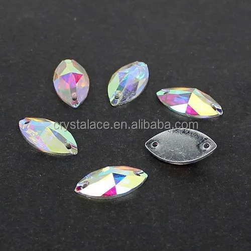 Resin material sew-on rhinestone marquise shape Crystal AB
