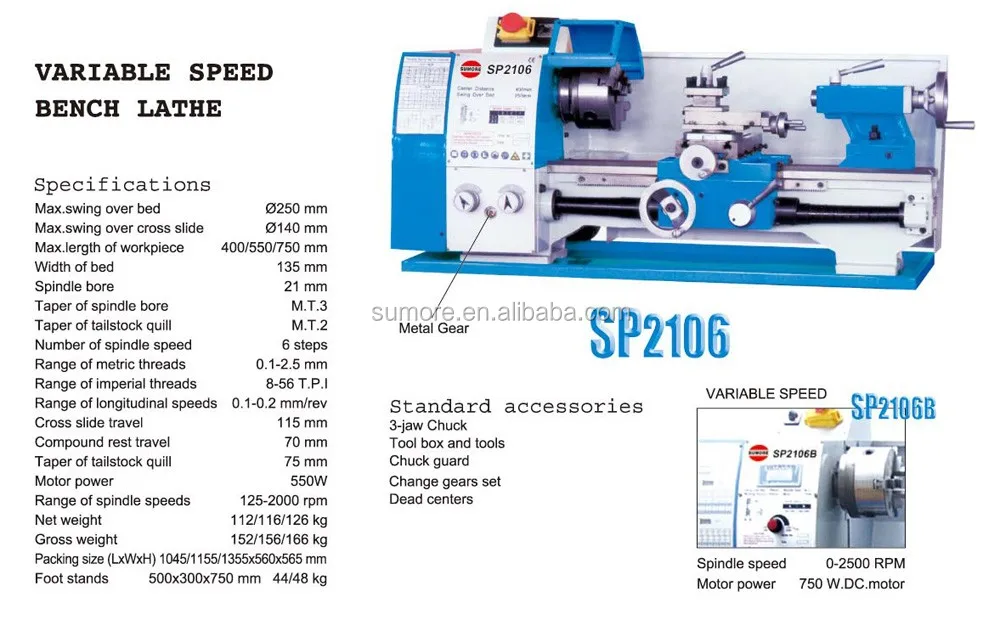 CQ6125 variable speed bench lathe for sale