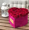 Luxury velvet heart shaped flower packaging box with logo gold hot stamping