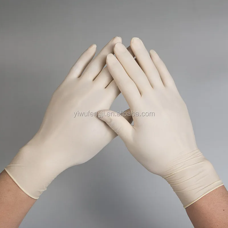 WJ224 desechables de látex guantes de examen de 9 pulgadas