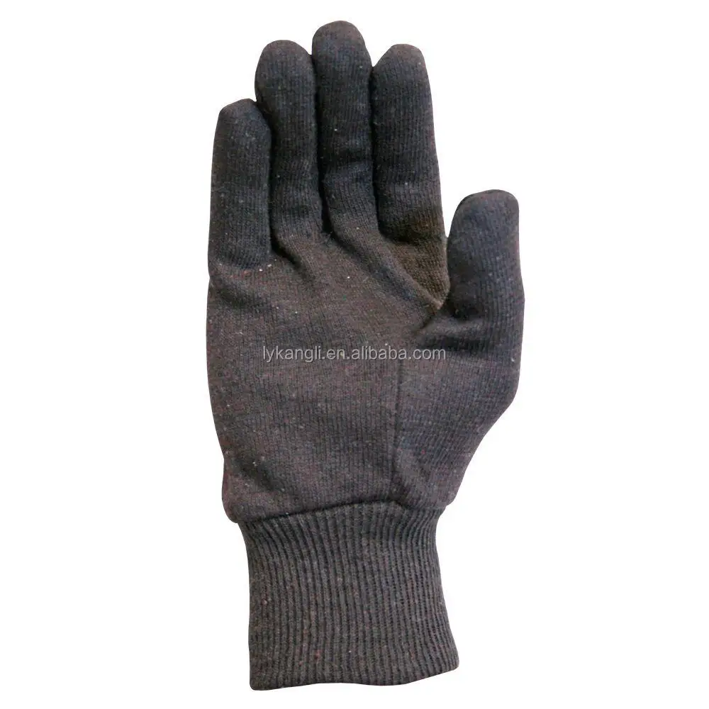 Knit Wrist Brown Color 100% cotton jersey glove cotton glove