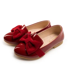 Hot sale Korean children girls leather dress shoes with large bow
