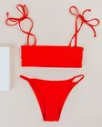 OEM custom red tie side bikini girl swimwear beach wear 2018
