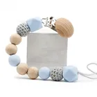 Custom Wood Teething Crochet Beads Baby Gift Pacifier Clip Chain for Newborn