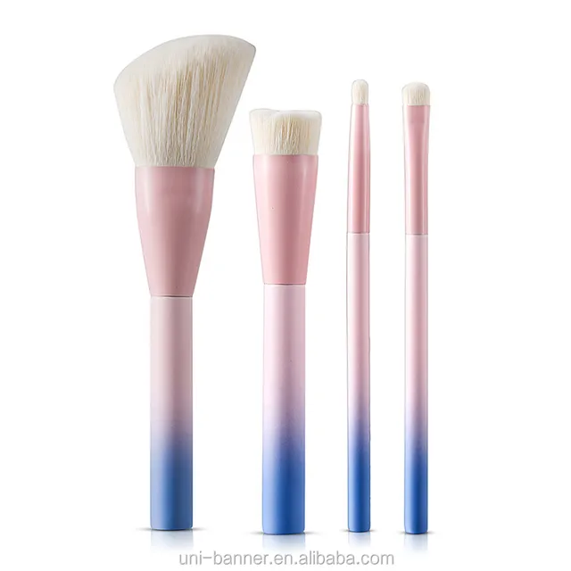 logo pink cosmetic brush maquillaje beauty cosmetic 4pcs blusher