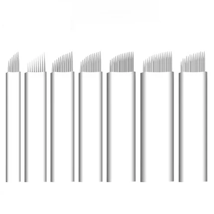 Medical Grade Stainless Steel Disposable Microblading Needle Eyebrow Tattoo Pen in 7F/9F/11F/12F/14F/16F/18F/18U/14Z Sizes