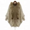 Wholesale Warm Ladies Coat Batwing Sleeve Knitted Women Fur Trim Cardigan Sweaters
