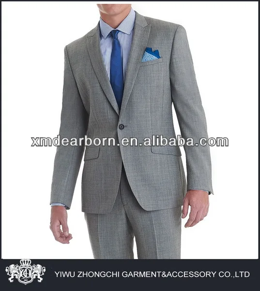 light gray one button long coat suit men