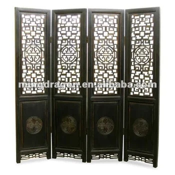 Chino Antiguo Negro Tallado Pantalla Plegable - Buy Antiguos Biombos