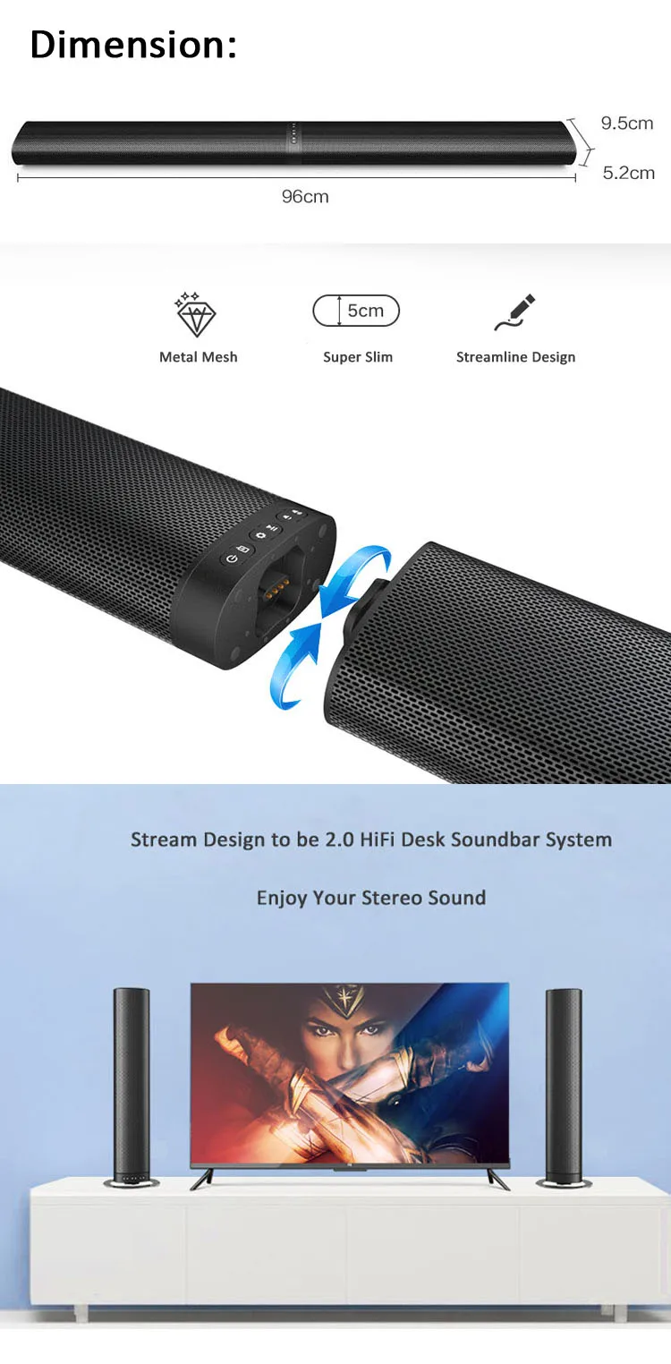 Hi-FiD Detachable Bluetooth Soundbar Subwoofer Speaker - ANKUX.COM