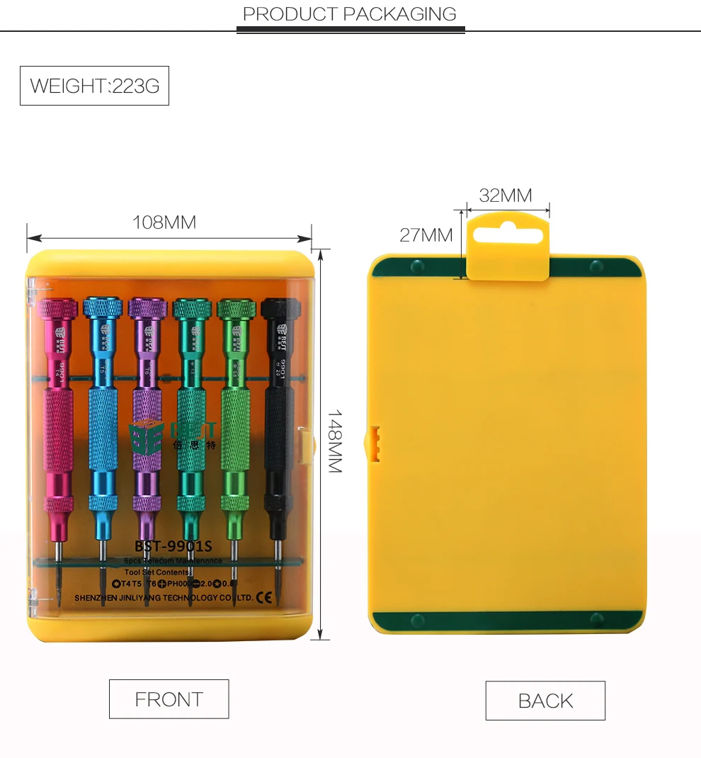 BEST 9901S 6PCS Small Screwdriver Set Magnetic Electronic Screwdrivers Set for Mobile Phone Notebook Laptop Tablet iPhone iPad