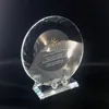 Elegant Transparent K9 Engraved Crystal Circle Plate Trophy With Base