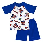 High quality fireman car baby boy summer outfits