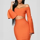 Ladie's Sexy Women Elegant Bandage Dress Cut Out Long Sleeves Off shoulder Dresses Women Party