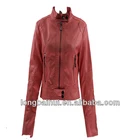 2017 newest womens plain pink leather jacket in spring