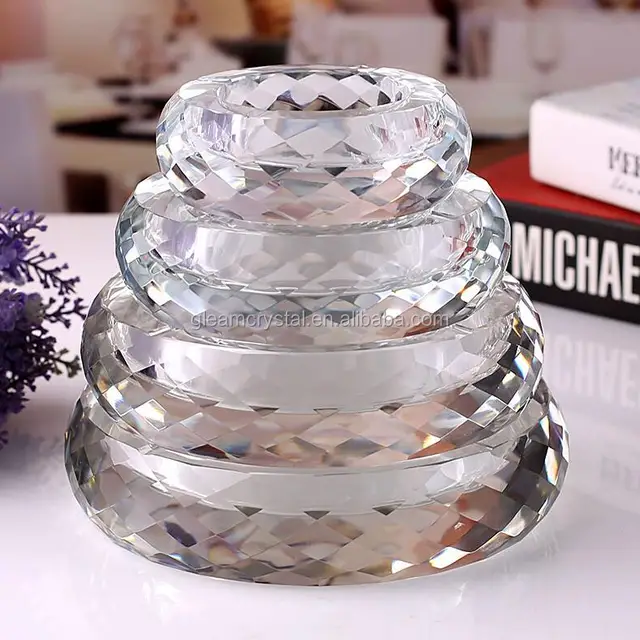 luxury high quality crystal glass ashtry with customized picture