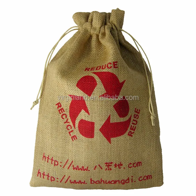 quality custom printing burlap bag drawstring for christmas gift