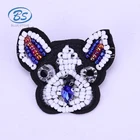 XB010 Women Girls Clothes Bag Badge Jewelry Embroidery Acrylic Beads Crystal Animal Dog Bead Brooches