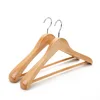 High quality hotel wide shoulder wooden coat hangers with bar wholesale
