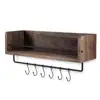 Farmhouse Design 20 Inch Torched Distressed Wood Vintage floating wall shelf with rails