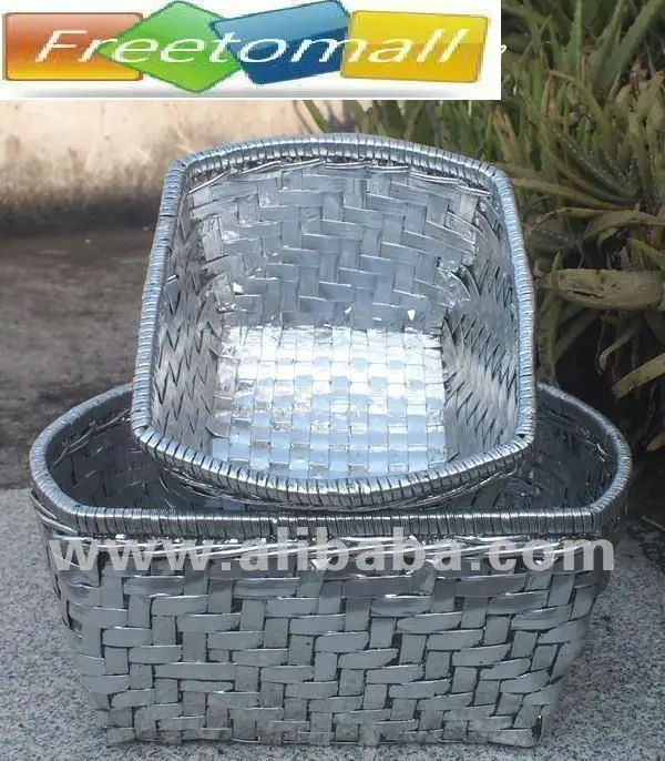 home & garden export silver vintage rattan style storage basket