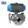 Stainless Steel Pneumatically Actuated 3 Way Flanged Ball Valves