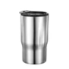 14 oz double wall plastic inner stainless steel outer coffee mug with clear plastic lid